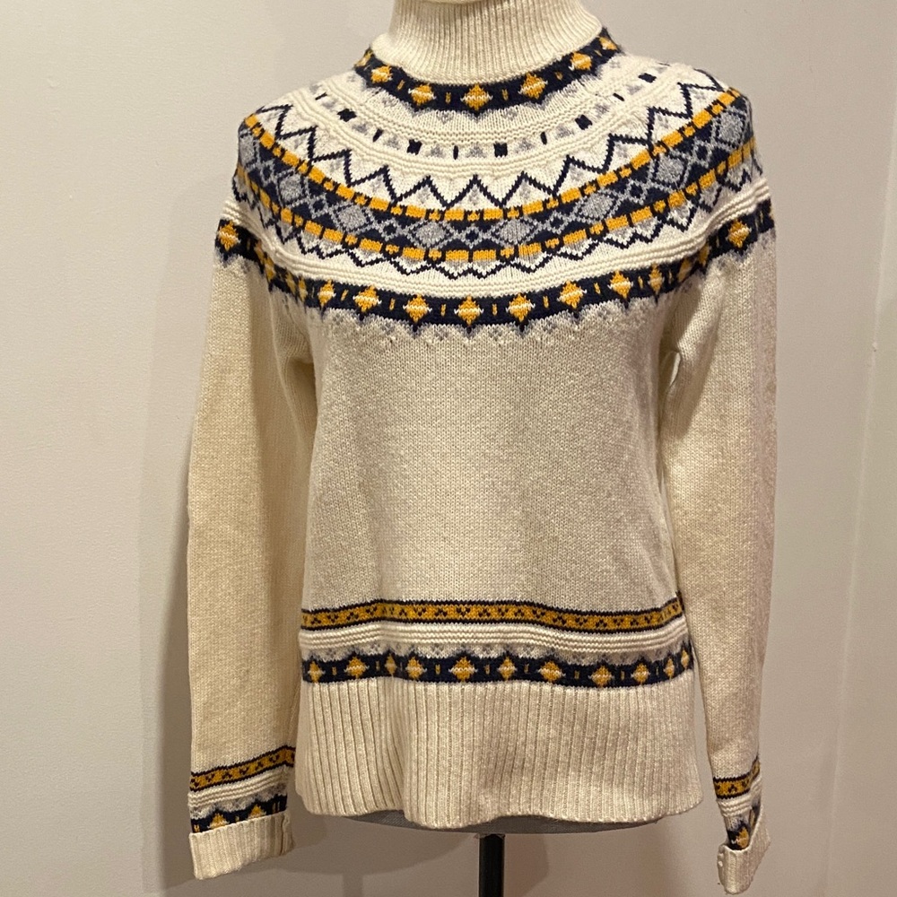 J Crew Women's Cream Patterned Sweater